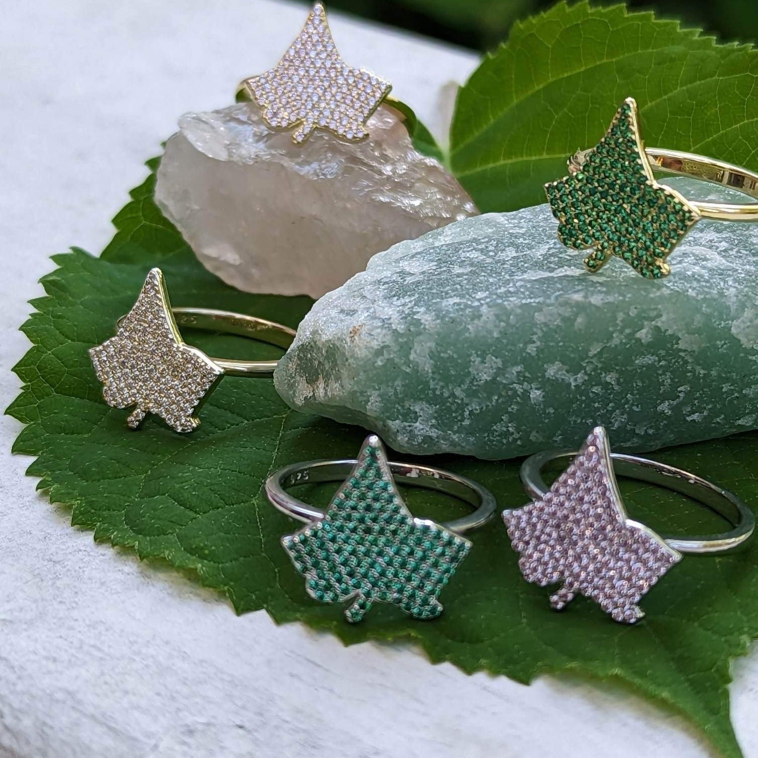 Ivy Leaf  Cubic Zirconia Rings