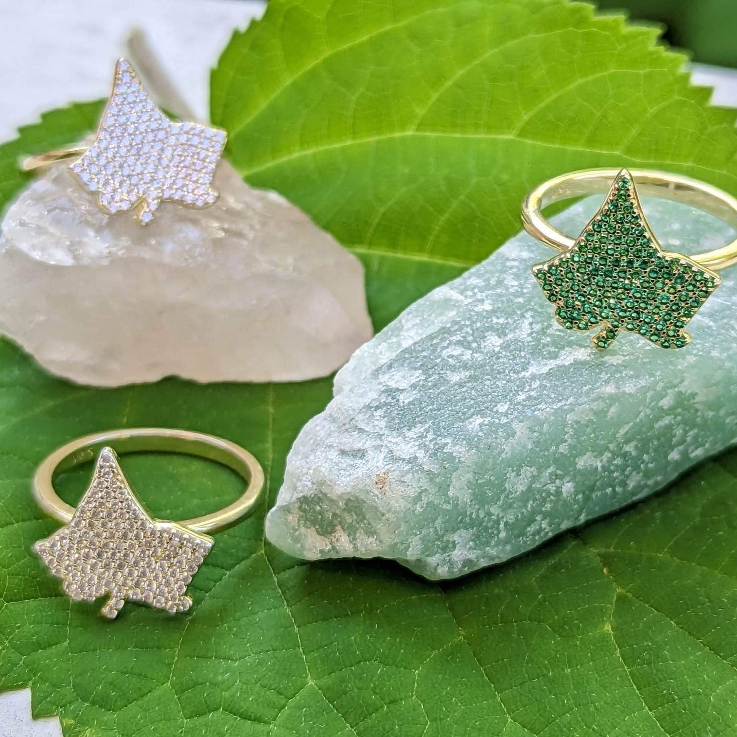 Ivy Leaf  Cubic Zirconia Rings