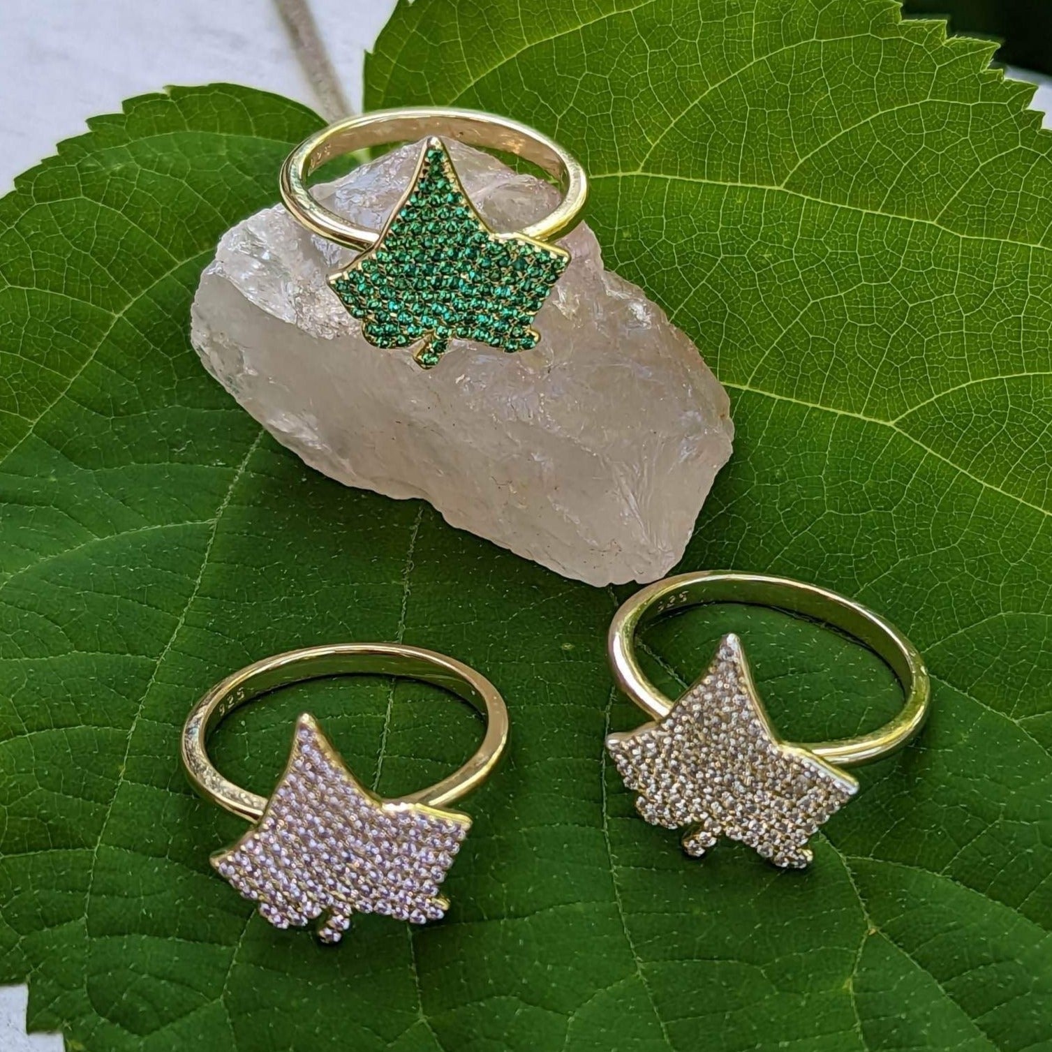 Ivy Leaf  Cubic Zirconia Rings