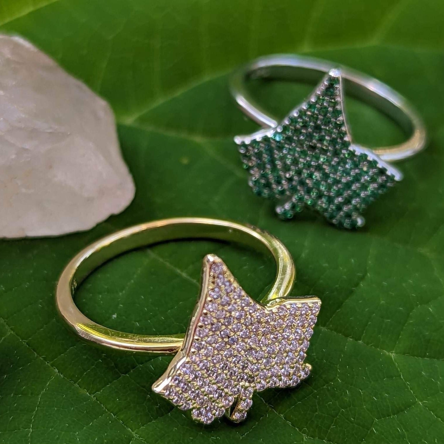 Ivy Leaf  Cubic Zirconia Rings